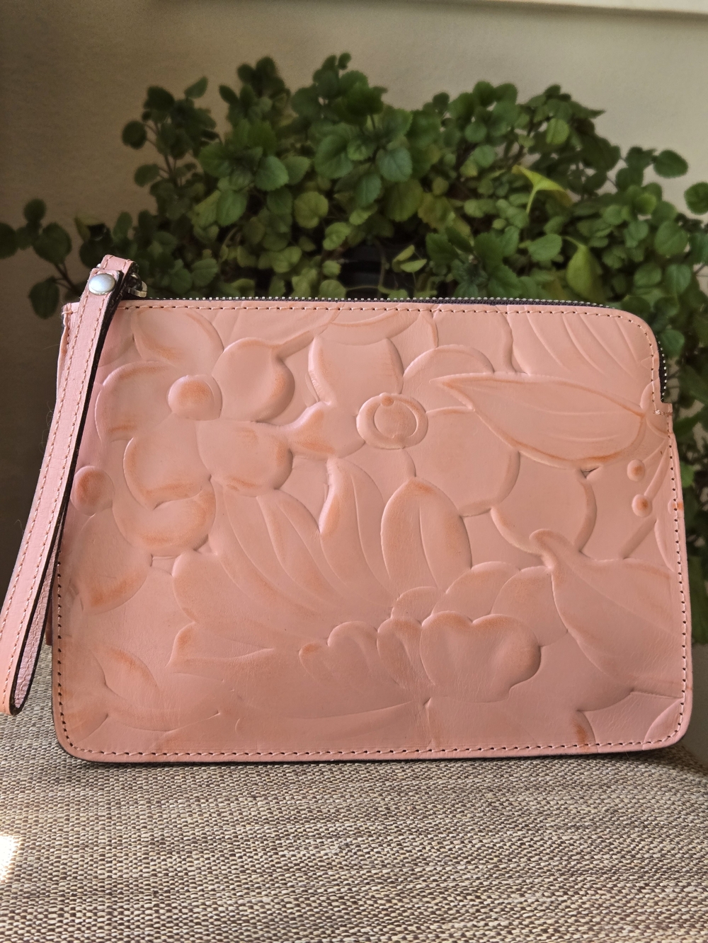 Patricia Nash Women's Embossed Floral Wristlet Clutch -  Peachy Pink